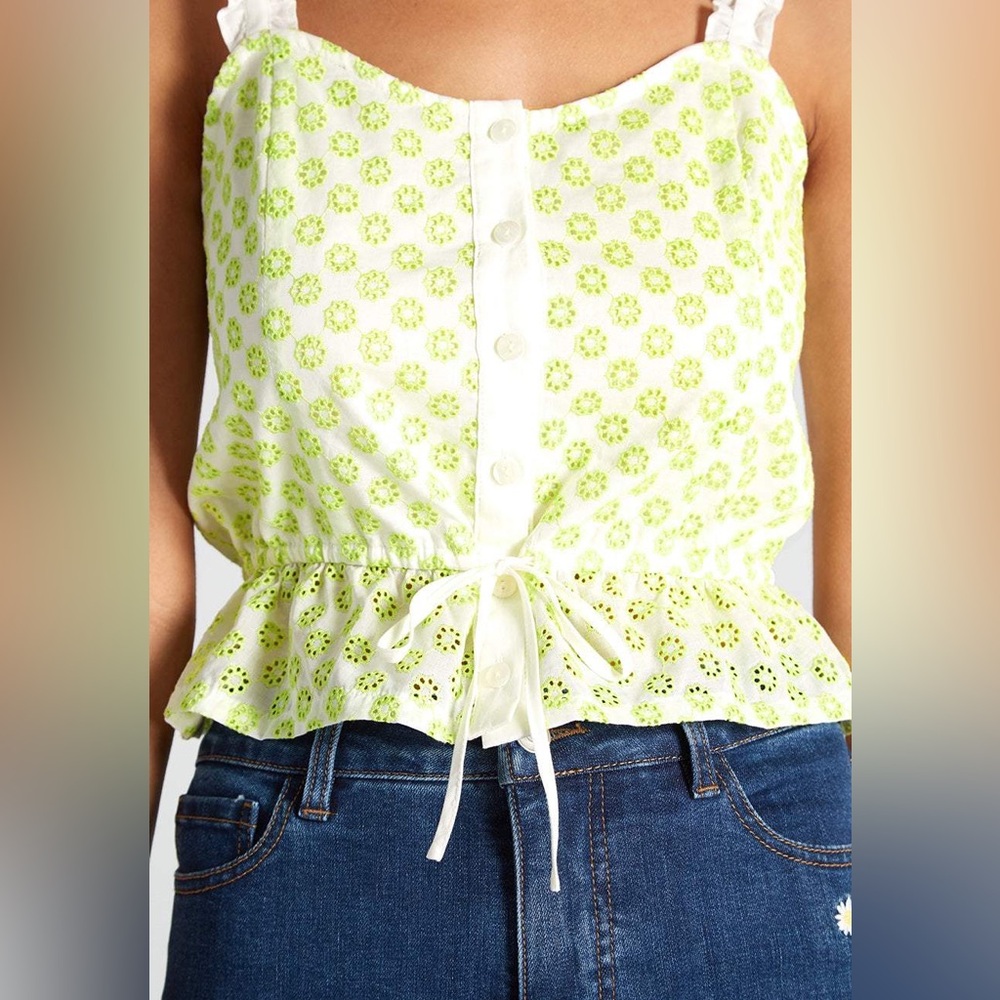 Modcloth Darling For the Prairie Peplum Tank Top Size Large